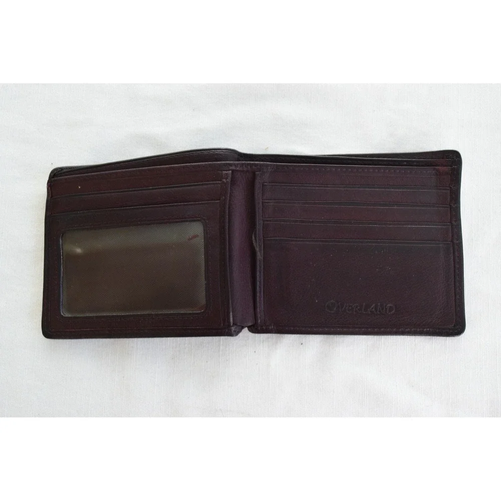 Overland Bifold Wallet OS Brown Leather ID Window Men Classic Accessory